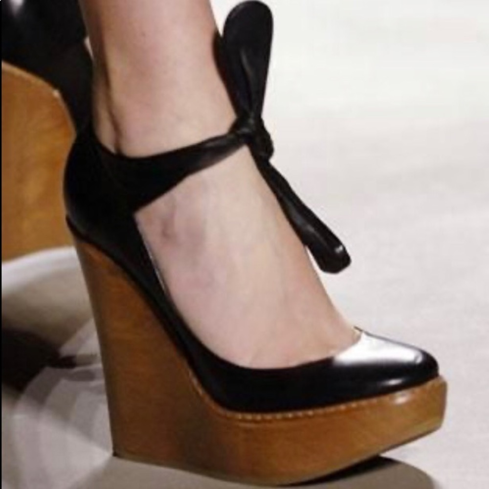 Chloe Mary Jane wooden platform wedges 38  7.5 / 8